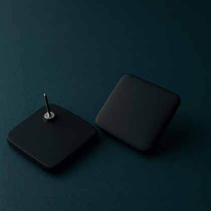 Matte Noir Square Stud Earrings
