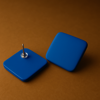Matte Noir Square Stud Earrings (Blue)