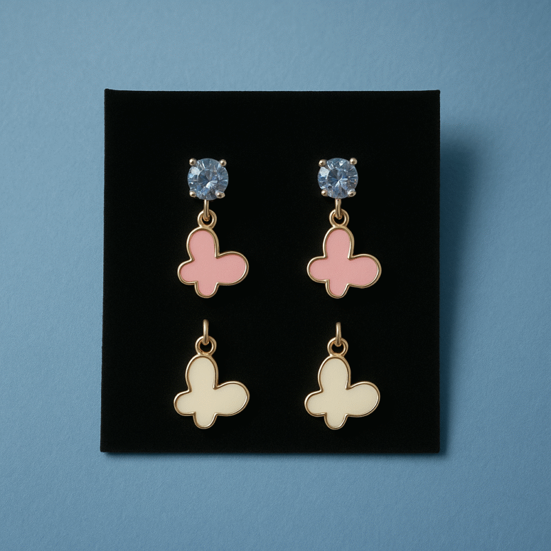 Sparkle Bloom Butterfly Combo Earrings Set