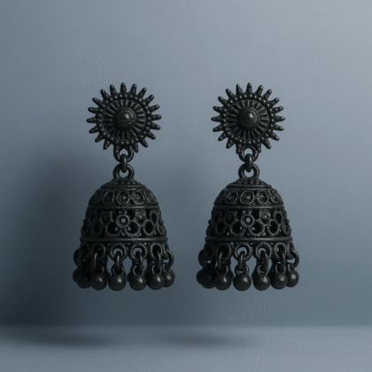 Vintage Black Oxidized Jhumka Earrings