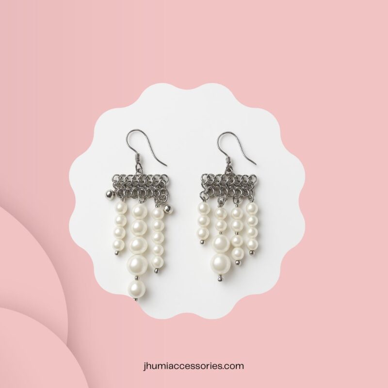 Pearl Cascade Elegance Earrings - Image 3